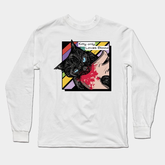 kitty only loves blood Long Sleeve T-Shirt by openedeye